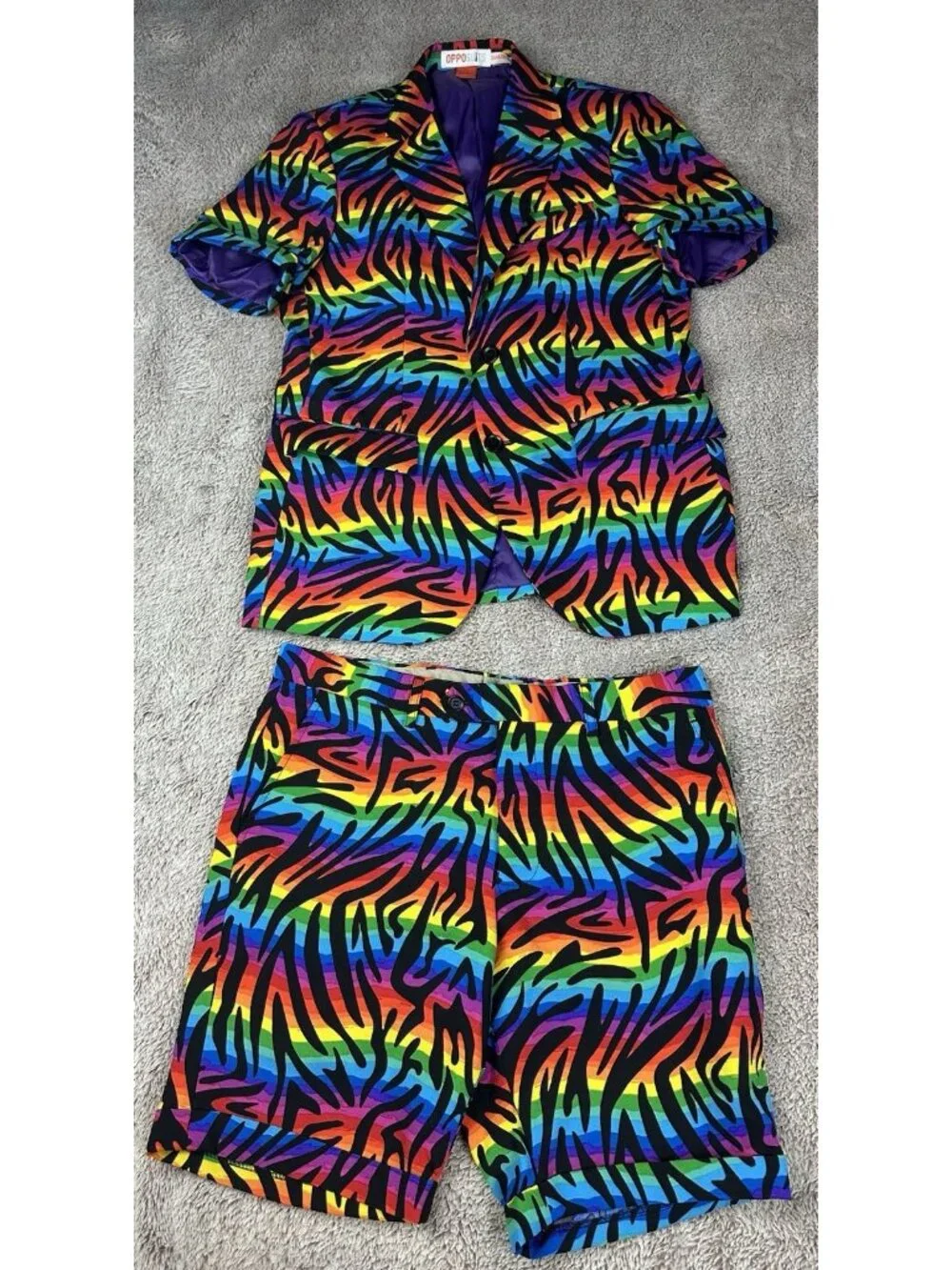OppoSuits Wild Rainbow Summer Suit 2 Piece Set NO TIE Mens 36